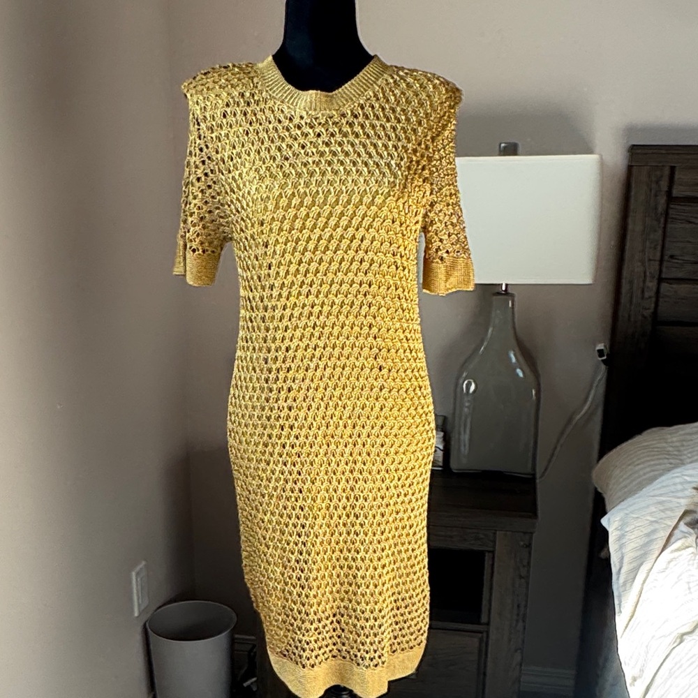 Milly Gold Knit Midi Dress (New without Tag)